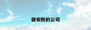 做安防的公司