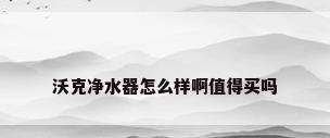 沃克净水器怎么样啊值得买吗