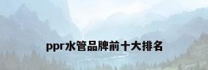 ppr水管品牌前十大排名